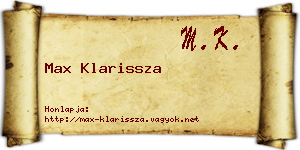 Max Klarissza névjegykártya